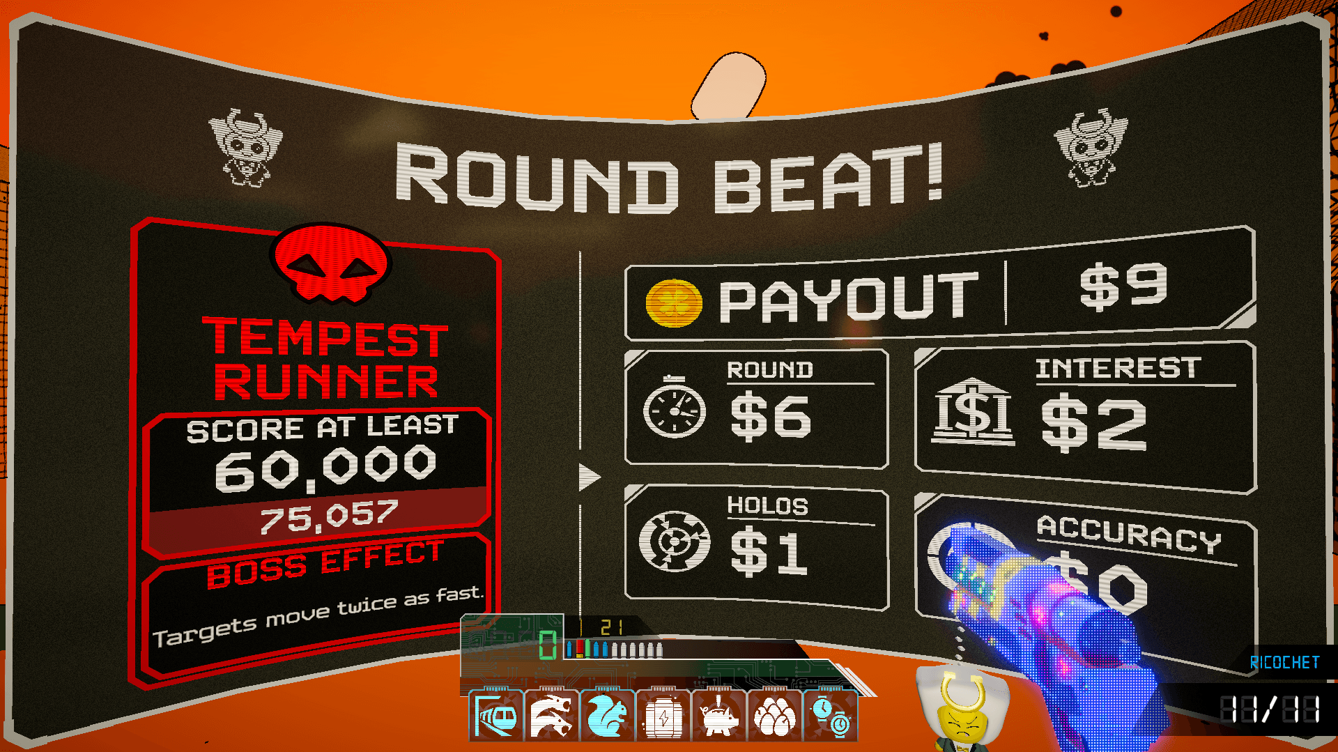Lucky Shot round beat screen